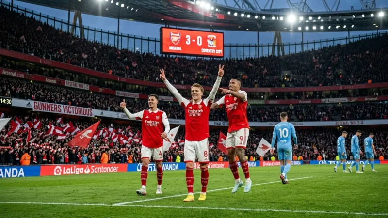 Arsenal inicia defesa do título com goleada tranquila sobre o Coventry City