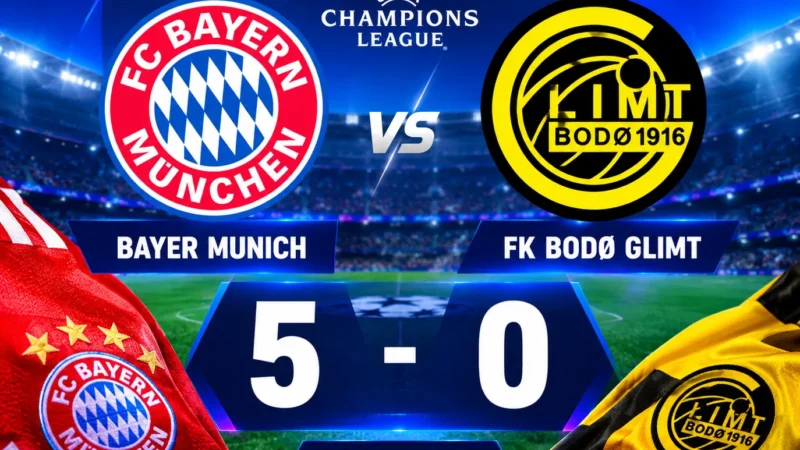 Bayern esmaga o Bodø/Glimt por 5-0 e prolonga recorde de vitórias em estreias na Champions
